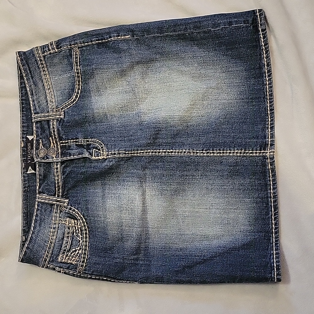 Vigoss Distressed Denim Skirt